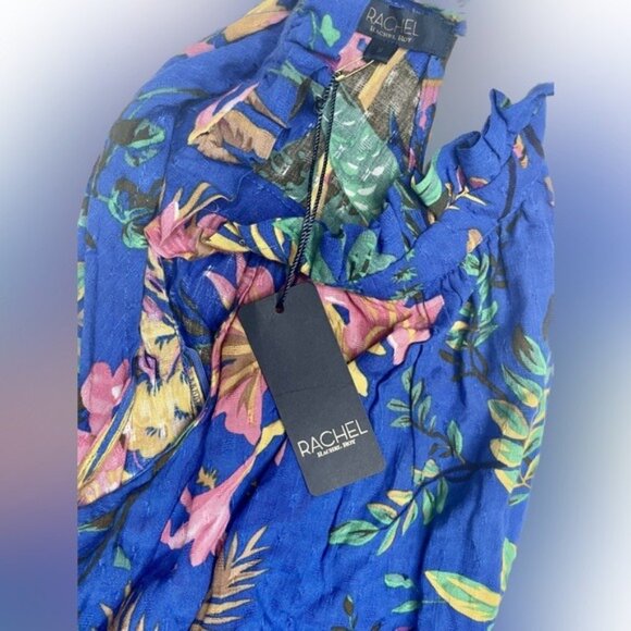 Rachel Roy Blue Tropical Halter Romper S NWT Sleeveless Waist Tie Summer - Picture 3 of 8